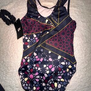 GK Navy Geometric Pink & Yellow Leotard